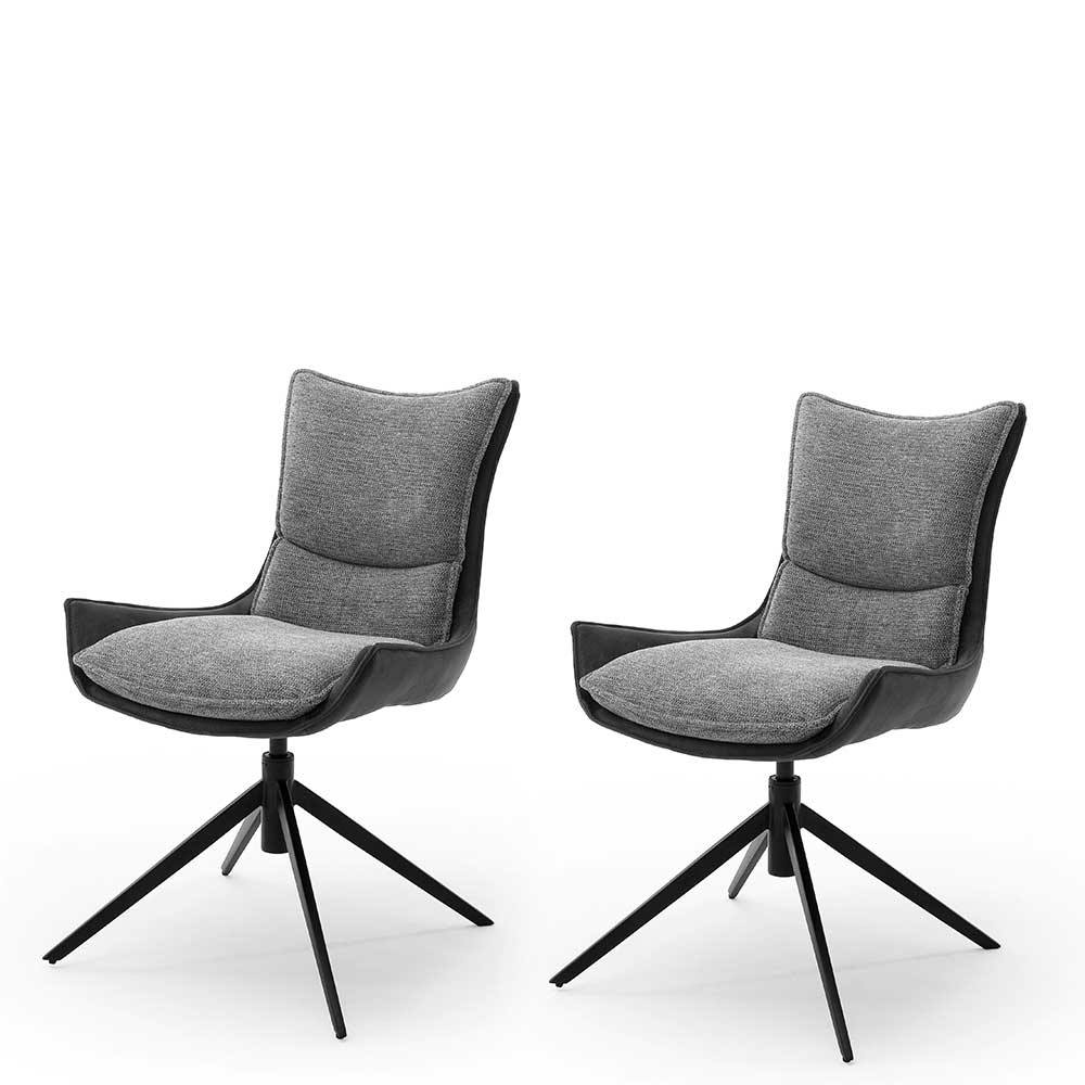 TopDesign Esstisch Stühle in Anthrazit und Schwarz drehbar (2er Set)