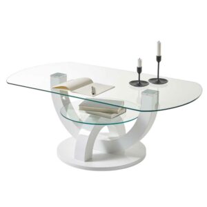 Möbel4Life Wohnzimmer Design Tisch in Weiß ovaler Tischplatte