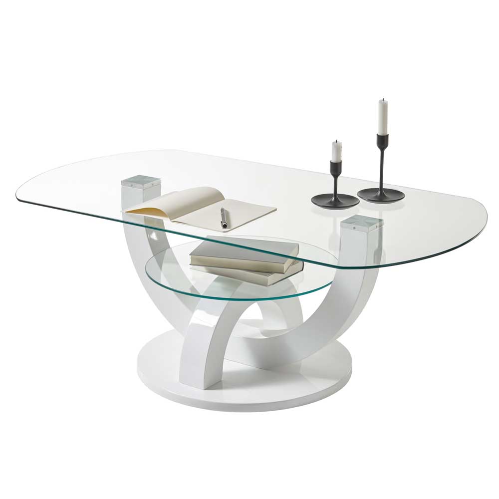 Möbel4Life Wohnzimmer Design Tisch in Weiß ovaler Tischplatte