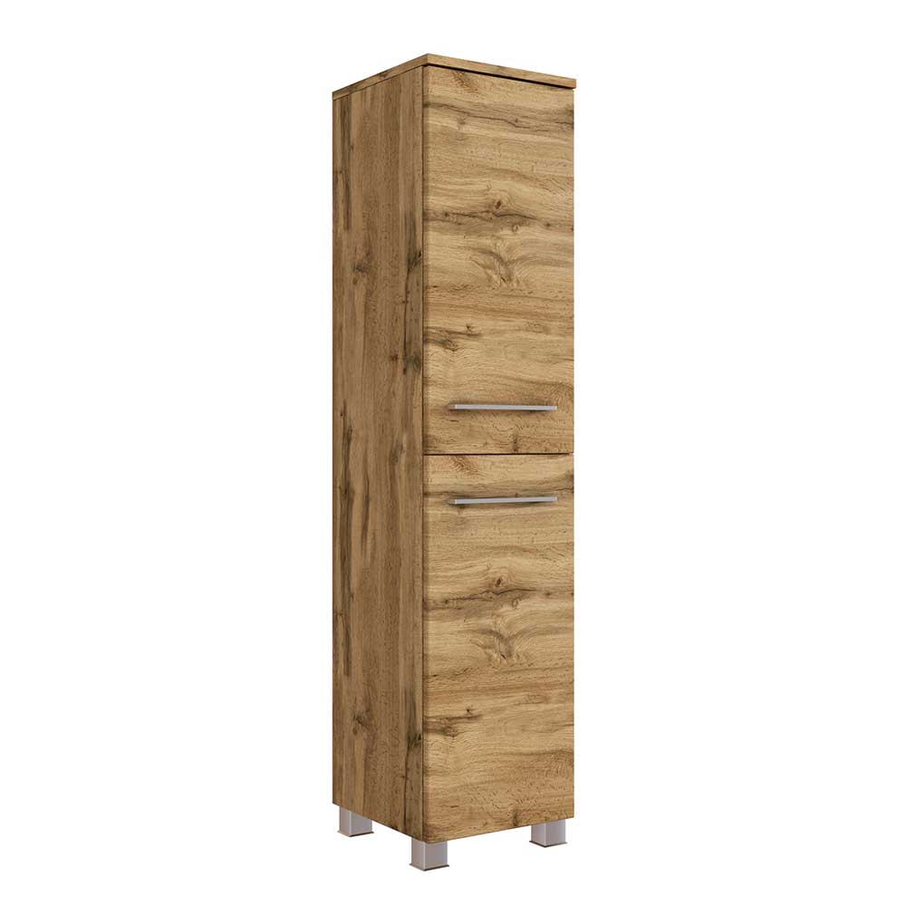 Star Möbel Badezimmer Hochschrank in Wildeiche Optik 130 cm hoch