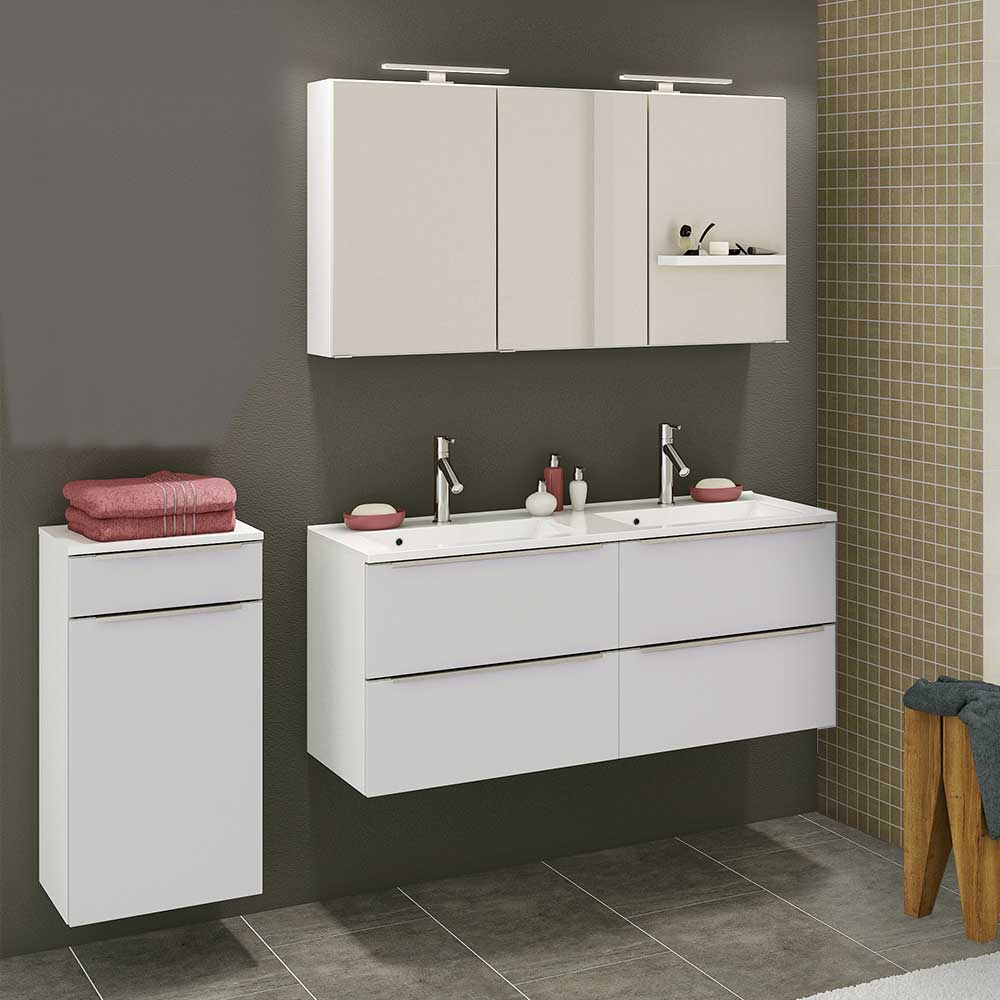 Star Möbel Design Badezimmer Set in Weiß Doppelwaschtisch (dreiteilig)