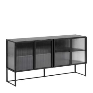 4Home Glas Sideboard in Schwarz Bügelgestell aus Metall