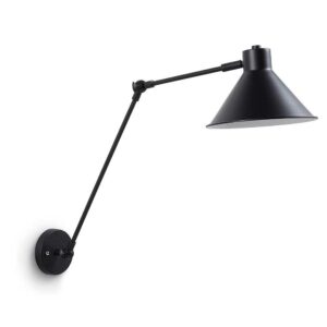 4Home Wandlampe einstellbar in Schwarz Metall