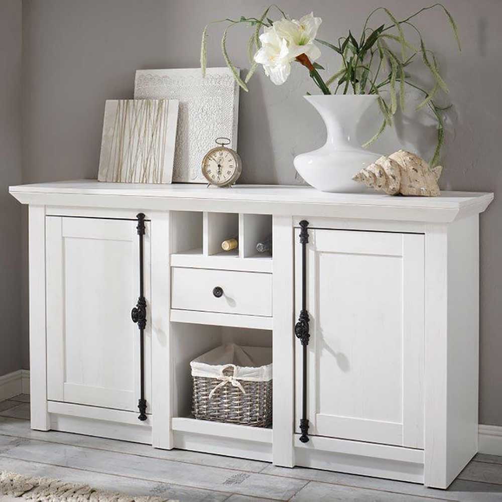 Brandolf Esszimmer Sideboard mit Weinfach Pinie Weiß