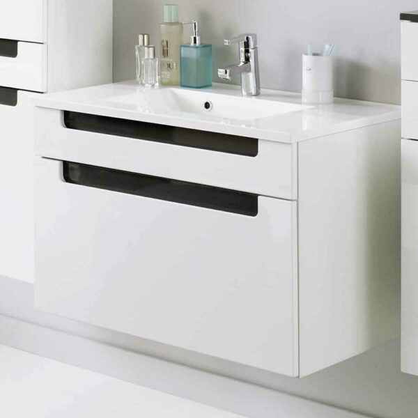 Star Möbel Waschtischunterschrank inklusive Waschbecken Weiß-Anthrazit