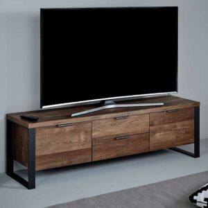 Franco Möbel TV Unterschrank in Eiche dunkel und Schwarz 45 cm hoch