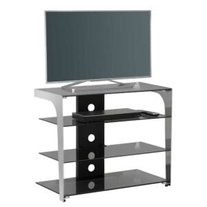 Müllermöbel TV Tisch aus Sicherheitsglas und Metall 80 cm breit