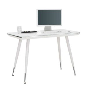 Müllermöbel Büroschreibtisch mit Weißglasplatte 120 cm breit