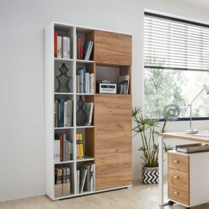 Möbel Exclusive Büroschrank in Weiß und Wildeiche Dekor Made in Germany