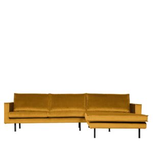 Basilicana Retrosofa in Ocker Samt L-Form