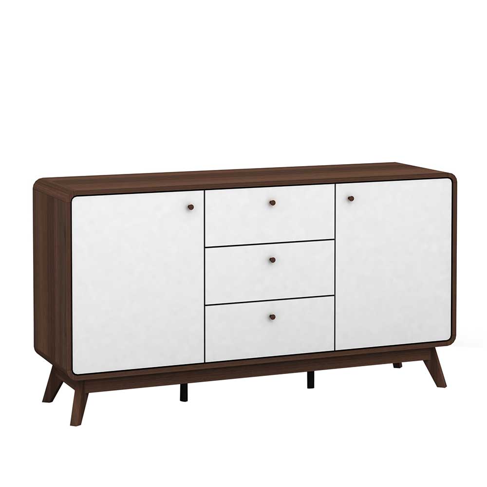 Möbel4Life Esszimmer Sideboard in Weiß und Walnussfarben 140 cm breit