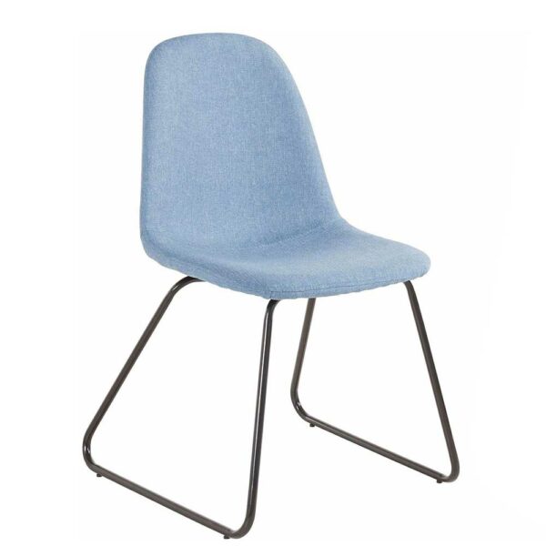 Möbel4Life Esstisch Stühle in Hellblau Webstoff Metallbügeln (Set)