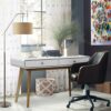 Möbel4Life Skandi Design Schreibtisch in Weiß und Holz Naturfarben 120 cm breit