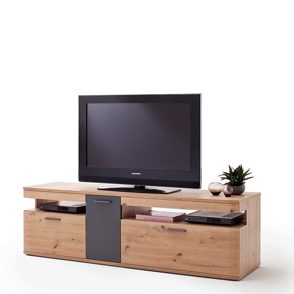 TopDesign Fernsehtisch in Eichefarben und Anthrazit 180 cm breit