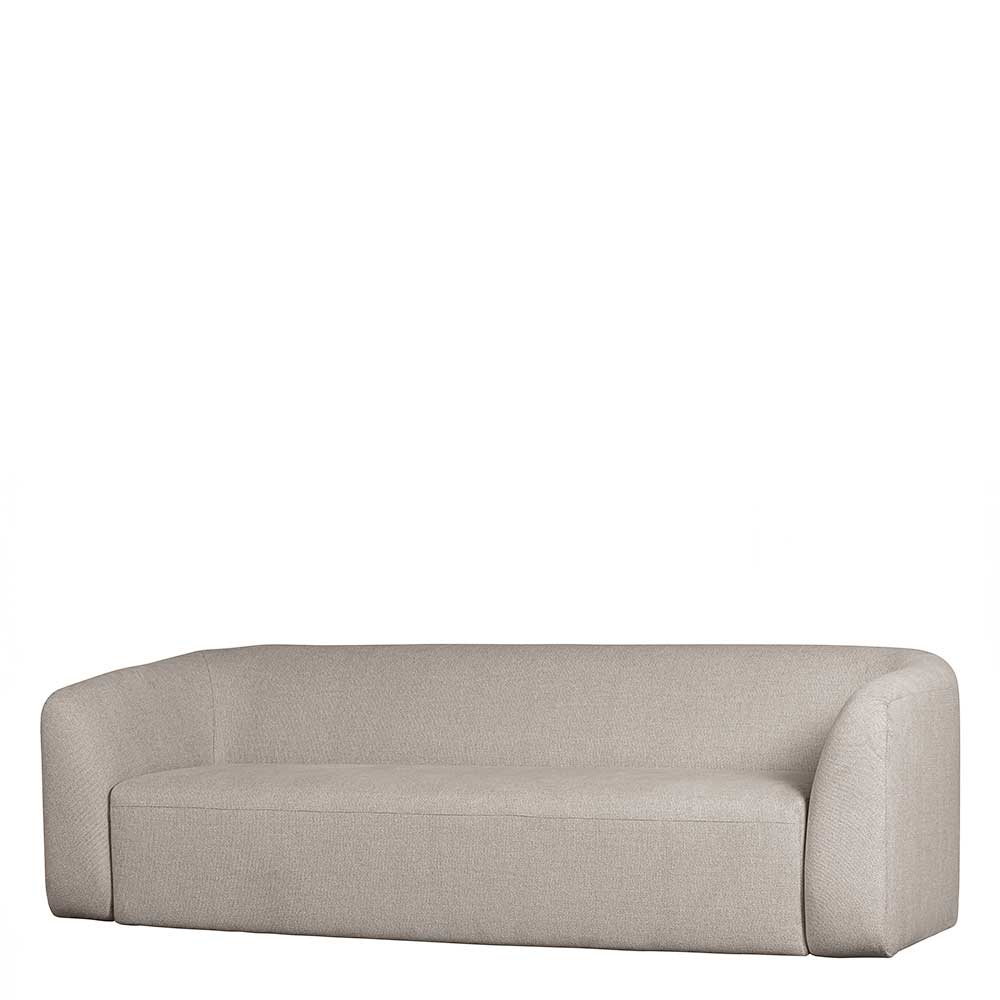 Basilicana Dreisitzer Couch Off White aus Chenillegewebe Skandi Design