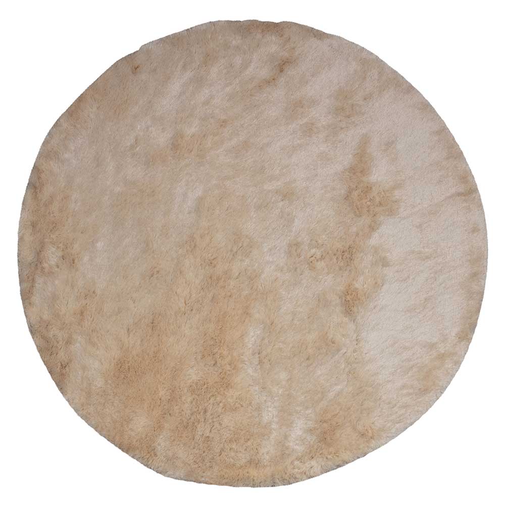 Basilicana Teppich rund Beige 200 cm aus Hochflor Skandi Design