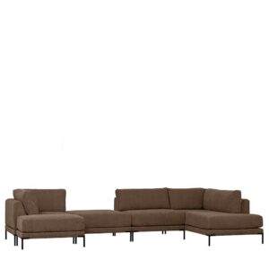 Basilicana Wohnzimmer Couch XXL in Braun Stoff fünf Sitzplätzen (fünfteilig)