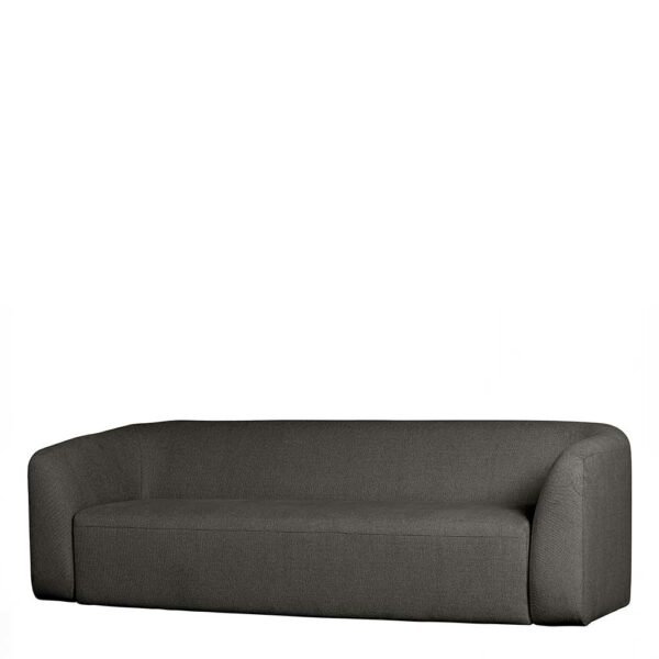 Basilicana Dreier Sofa Skandi Stil in Schwarzgrau Chenillegewebe