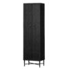 Basilicana Hoher Wohnzimmer Schrank im Vintage Look Kiefer Schwarz