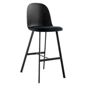 Möbel4Life Hohe Barstühle in Schwarz Vierfußgestell aus Metall (2er Set)