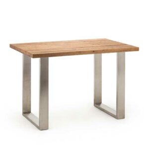 TopDesign Echtholztisch aus Eiche Massivholz und Edelstahl 160 cm breit