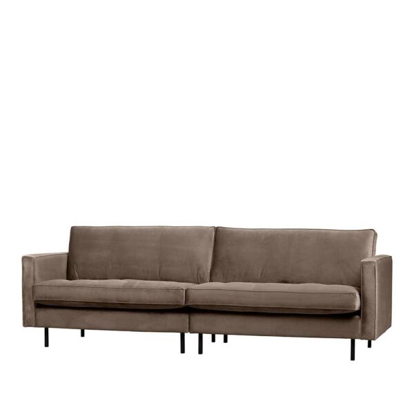 Basilicana Retro Sofa in Taupe Samt 275 cm breit