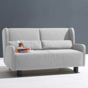 TopDesign Zweisitzer Schlafsofa in Hellgrau Webstoff Made in Germany