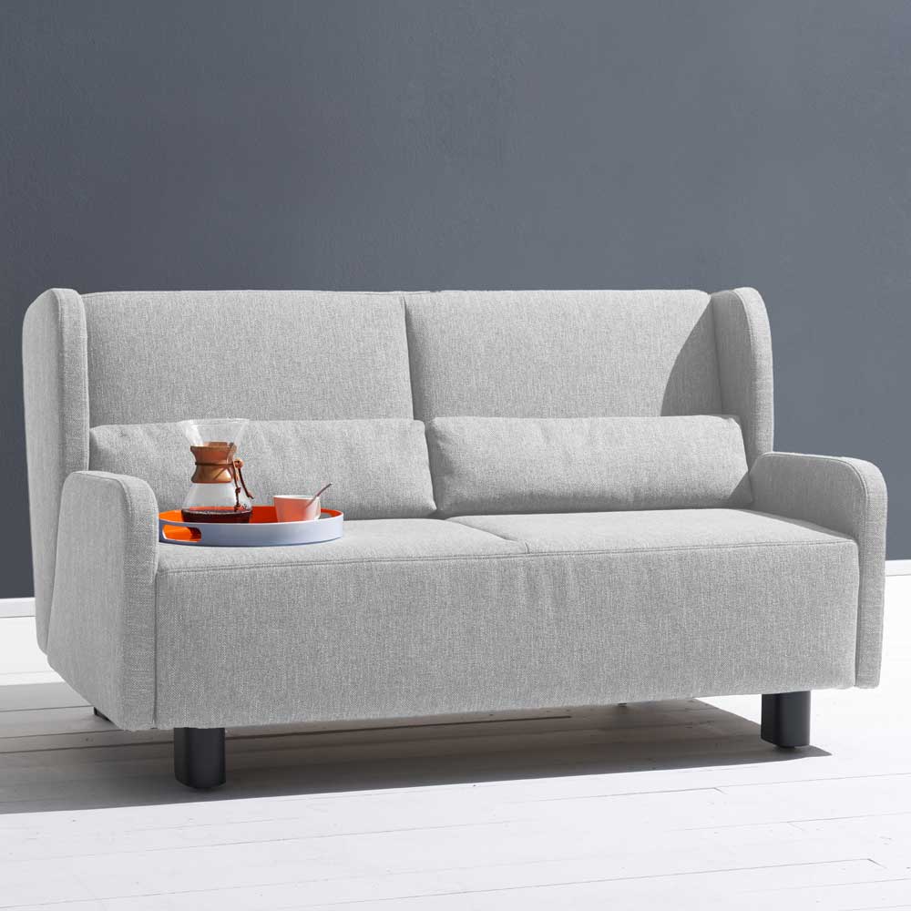 TopDesign Zweisitzer Schlafsofa in Hellgrau Webstoff Made in Germany