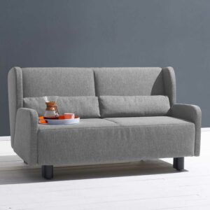 TopDesign Zweier Sofa in Grau Webstoff Schlaffunktion