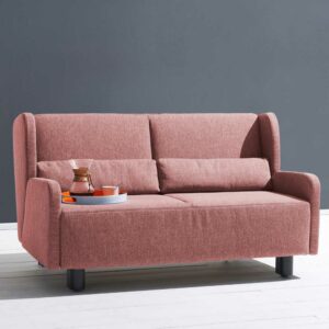 TopDesign Klappcouch in Rosa Webstoff Made in Germany
