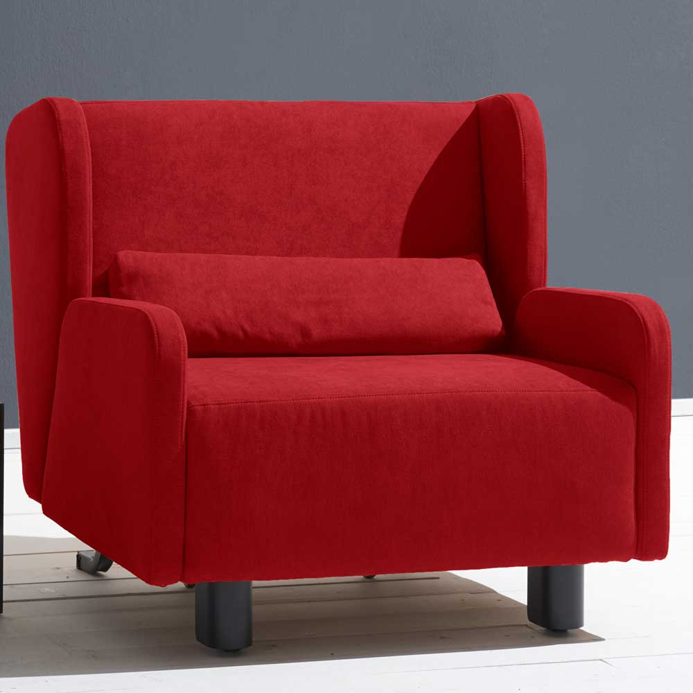 TopDesign Faltsessel in Rot Microvelour Ohren