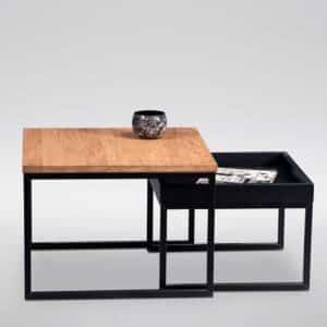 Möbel4Life Wohnzimmer Tische in Wildeichefarben & Schwarz Bügelgestell (zweiteilig)