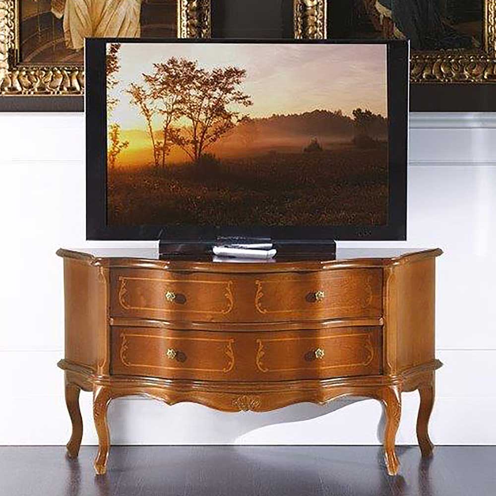 Basilicana Fernsehertisch in Nussbaumfarben Barockstil