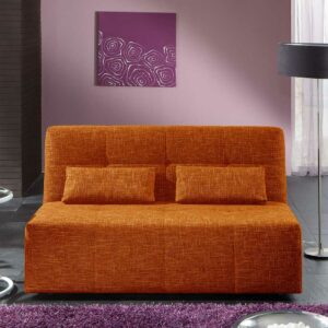 Brandolf Moderne Klappcouch in Orange meliert Bettkasten