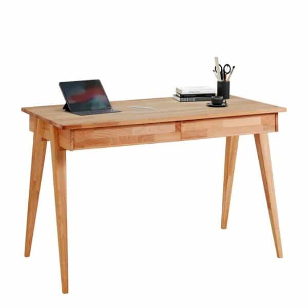 4Home Buche Home Office Schreibtisch im Skandi Design zwei Schubladen