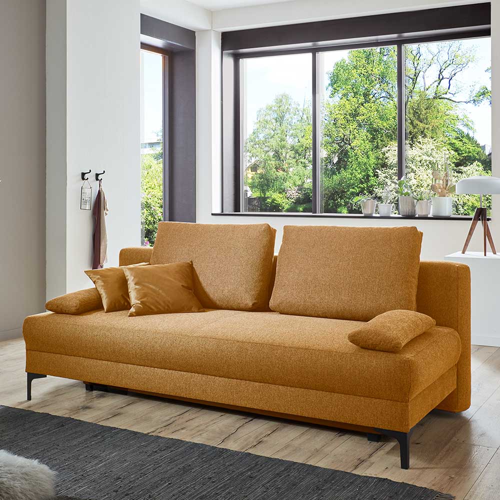 Brandolf Wohnzimmer Couch mit Faltmechanik Flachgewebe in Braun