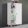 iMöbel Wohnzimmerschrank Hochglanz in Weiß und Mintgrün Skandi Design