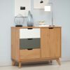 iMöbel Kiefer massiv Kommode in Honigfarben - Grau und Weiß 79 cm hoch