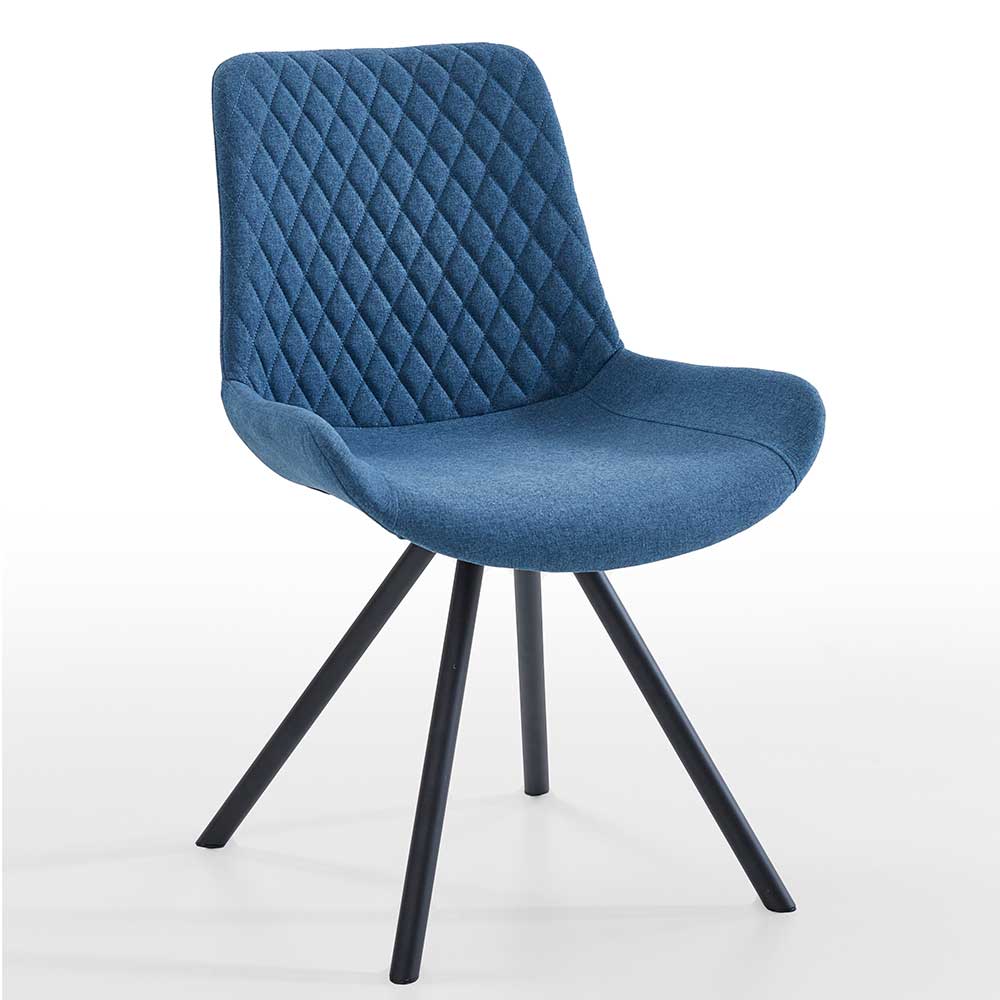 iMöbel Gepolsterte Esstisch Stühle in Blau Stoff Gestell aus Metall (2er Set)