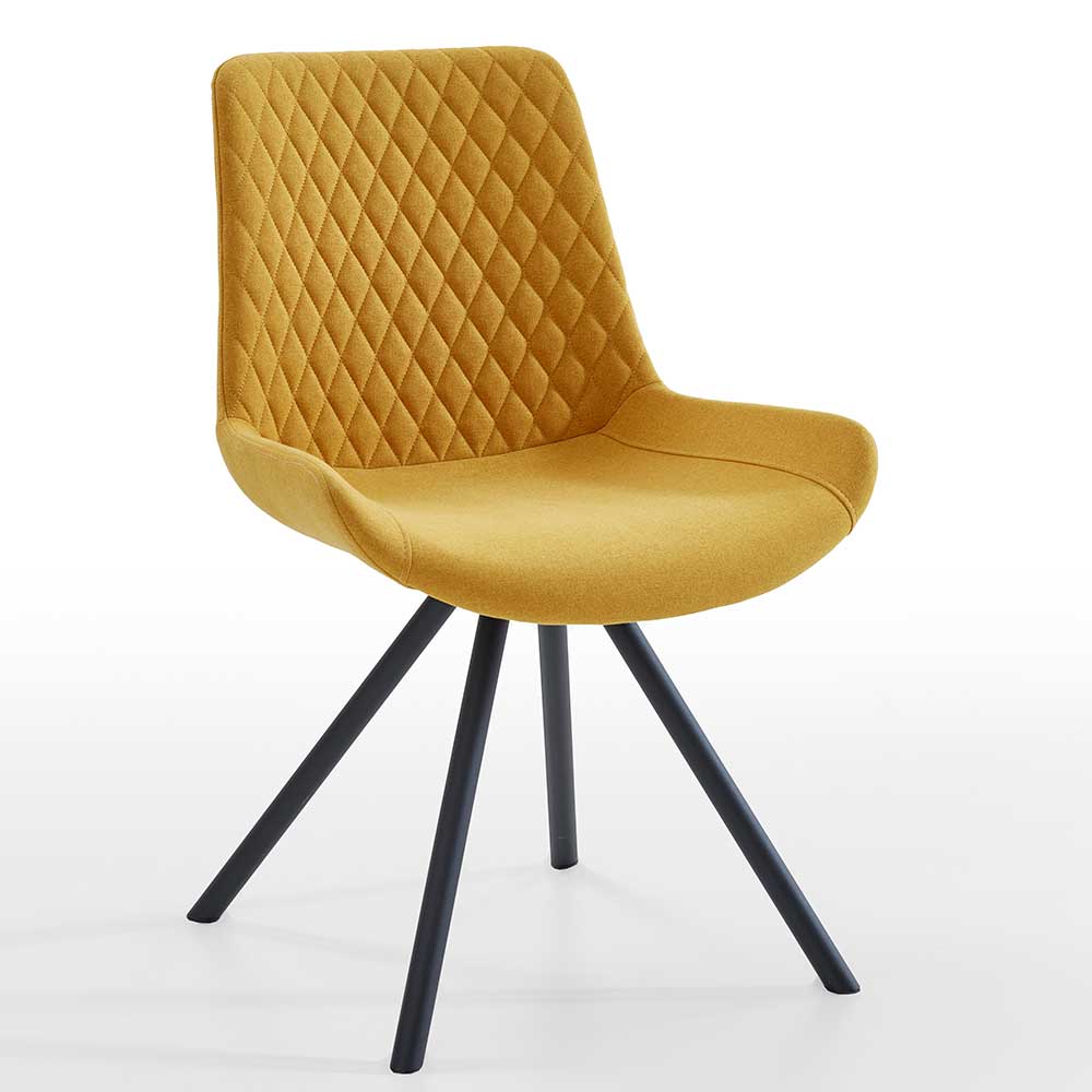 iMöbel Esstisch Stühle Gelb aus Webstoff und Metall 46 cm Sitzhöhe (2er Set)