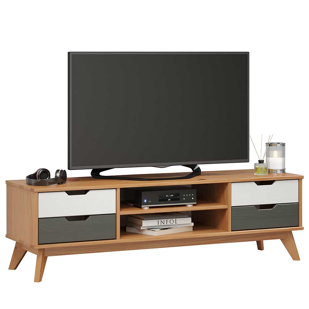 iMöbel Skandi Design Fernsehunterschrank aus Kiefer Massivholz 140 cm breit