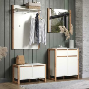 TopDesign Komplett Garderobe im Skandi Design Wildeichefarben und Weiß (vierteilig)