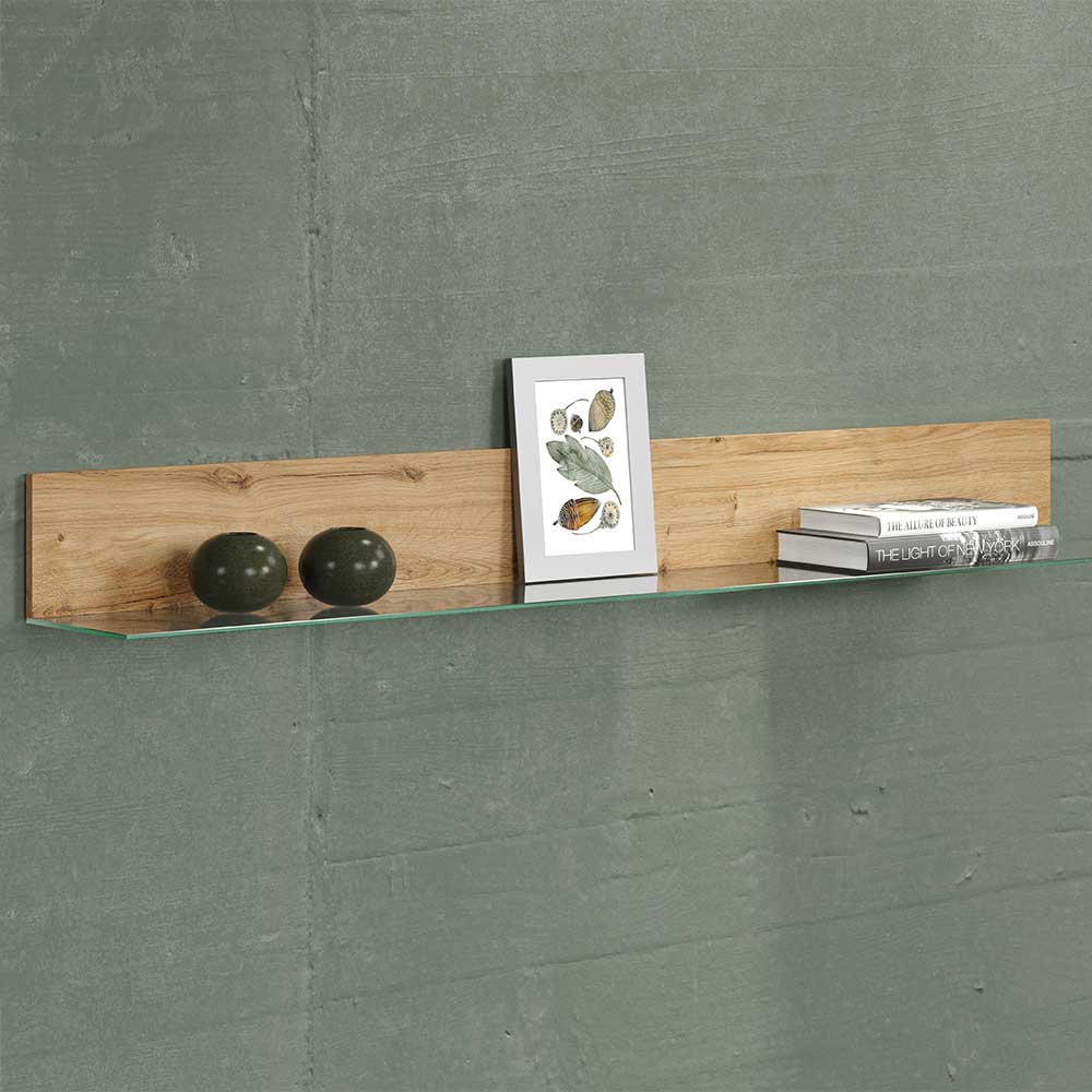 TopDesign Modernes Wandboard mit Glas Ablage 98x16x20 cm