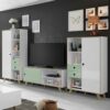iMöbel Skandi Design Wohnwand in Weiß und Mintgrün Hochglanz (dreiteilig)