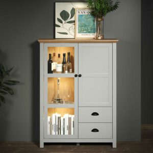 TopDesign Esszimmer Highboard im Landhausstil Glastür und Schubladen