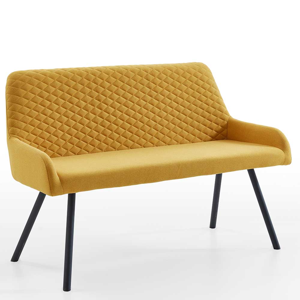 iMöbel Polster Sitzbank mit Rückenlehne in Gelb und Schwarz 130 cm breit