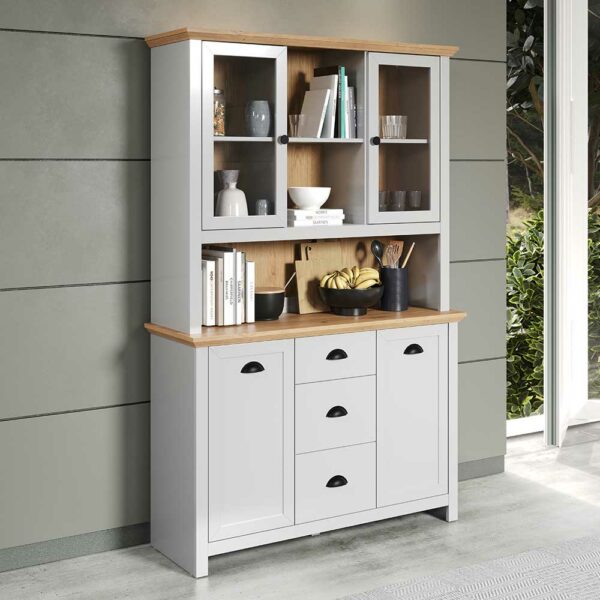 TopDesign Büffetschrank Landhaus in Lichtgrau 187 cm hoch - 119 cm breit