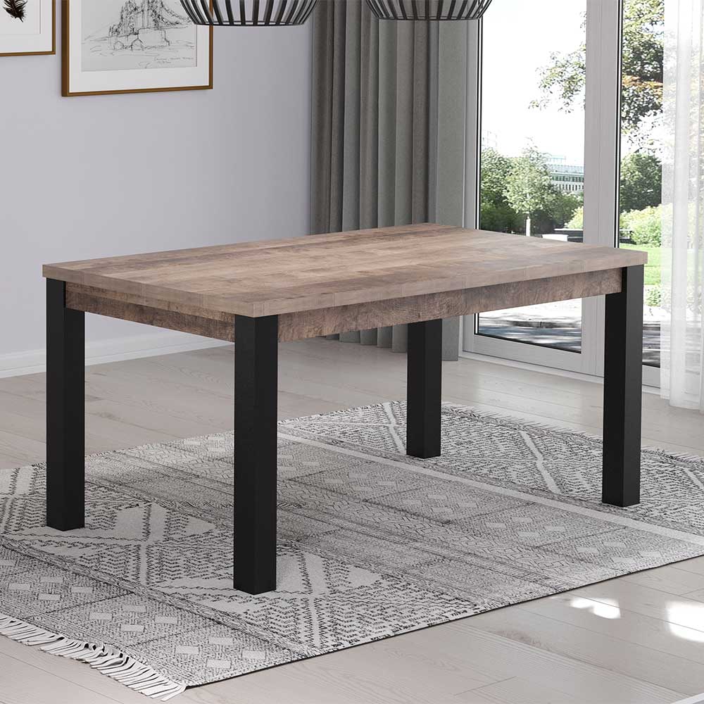 TopDesign Küchen Tisch modern günstig in Eiche dunkel Holzoptik Schwarz