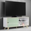 iMöbel Skandi Stil TV Möbel in Weiß und Mintgrün Hochglanz 145 cm breit