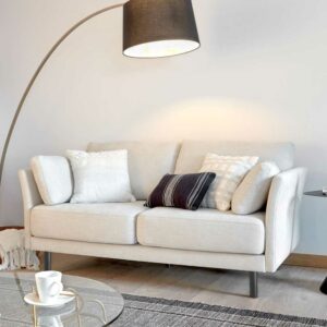 4Home Zweisitzer Sofa in Beige im Skandi Design Vierfußgestell aus Holz